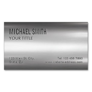 Professional Plain Sliver Radial Metallic Look Magnetic Business Card