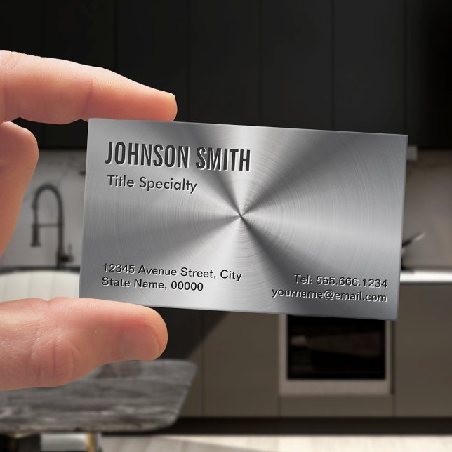 Professional Plain Sliver Radial Metallic Look Magnetic Business Card (Creator Uploaded)