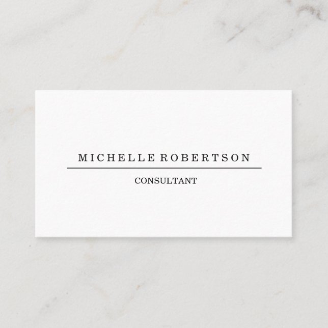 Professional Plain Unique Minimalist Black White Business Card (Front)