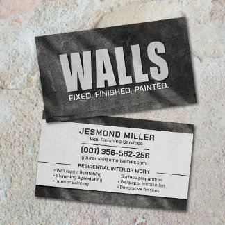 Professional Plaster Paint Wall Services Business Card