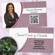 Professional Plum Glitter Custom Photo QR Code