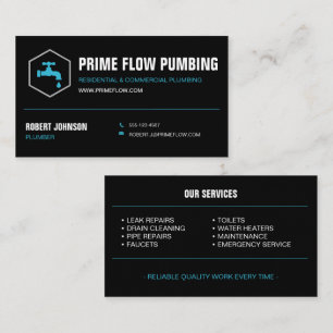 Professional Plumber Company Plumbing Service Business Card