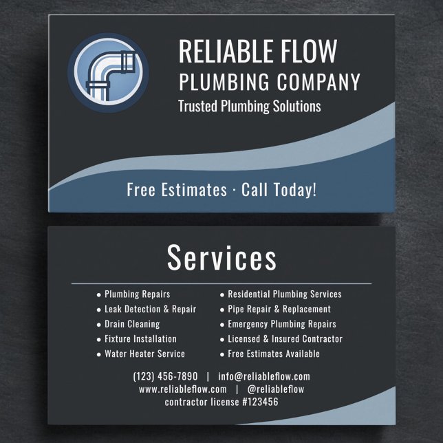 Professional Plumber Plumbing Company Business Card (Creator Uploaded)
