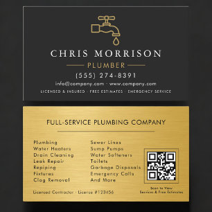 Professional Plumber QR Code Business Card