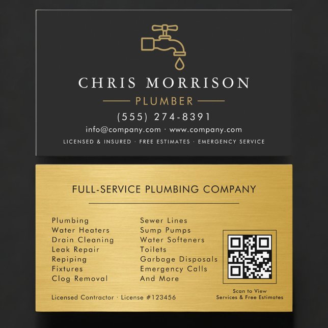 Professional Plumber QR Code Business Card (Creator Uploaded)