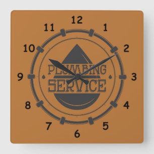 Professional Plumber Service Square Wall Clock