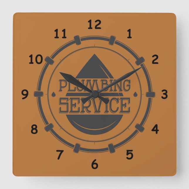 Professional Plumber Service Square Wall Clock (Front)