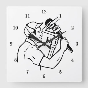 Professional Plumber Square Wall Clock
