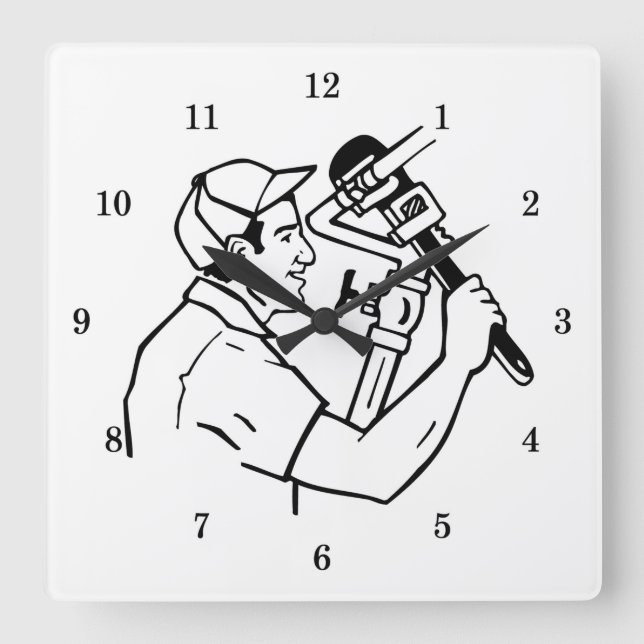 Professional Plumber Square Wall Clock (Front)