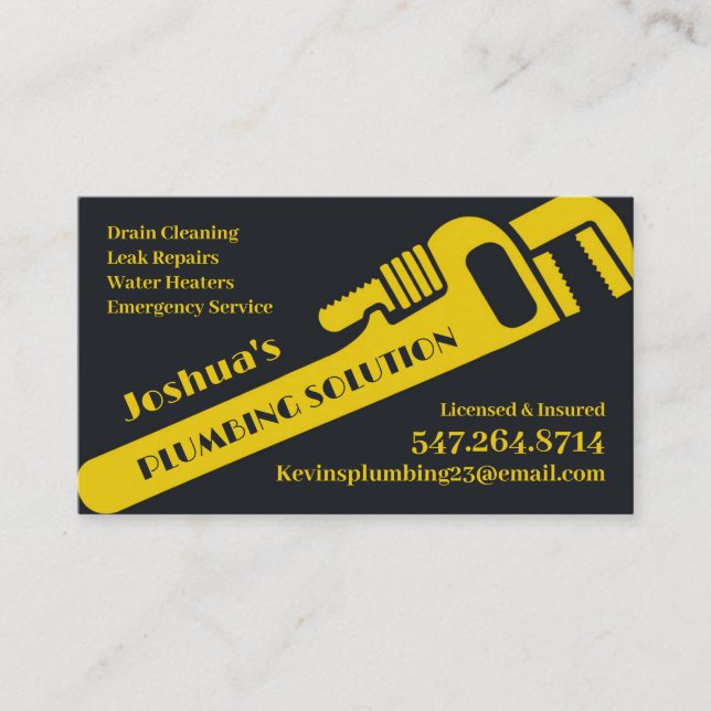 Professional Plumbing Business Card Template (Front)