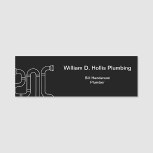 Professional Plumbing Pipes Plumber Design Name Tag