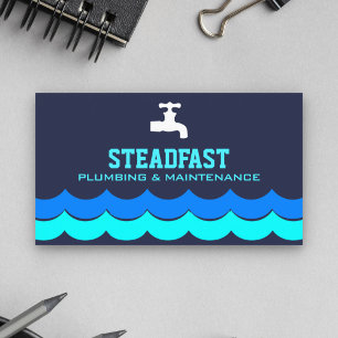 Professional Plumbing Service Blue Plumber Business Card