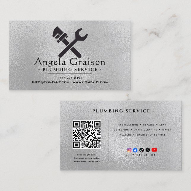 Professional Plumbing Service Business Card (Front/Back)