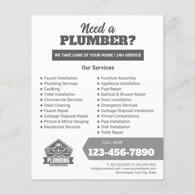 Professional Plumbing Service Business Logo Flyer (Front)