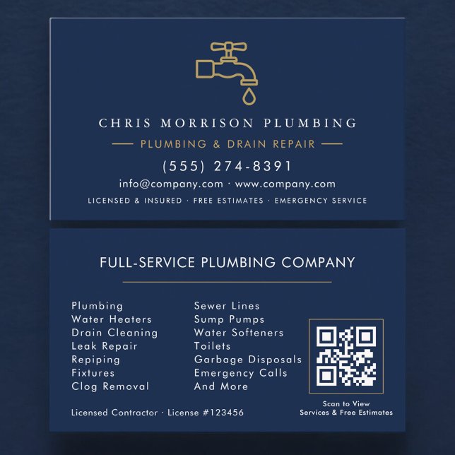 Professional Plumbing Service QR Code Business Card (Creator Uploaded)