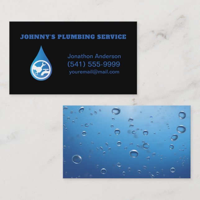 Professional Plumbing Service Water Plumber Busine Business Card (Front/Back)