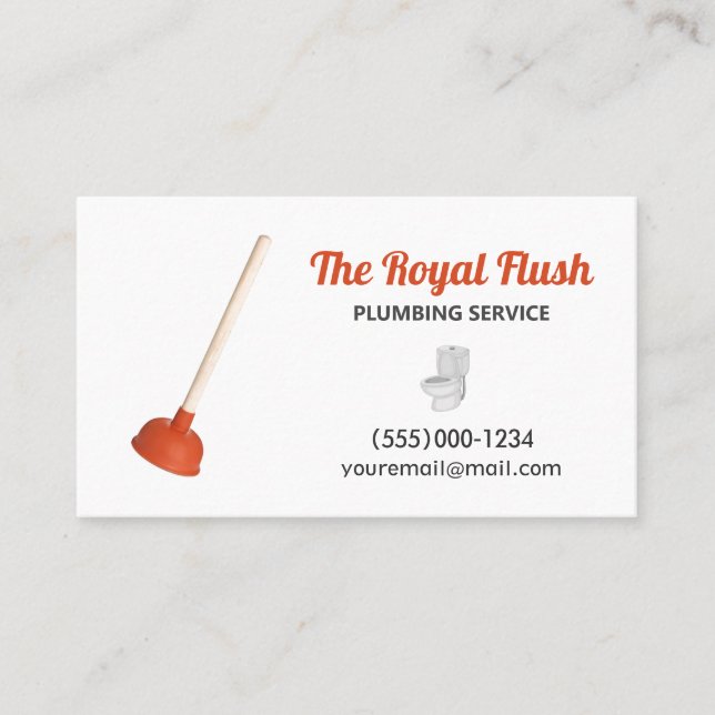 Professional Plunger Contractor Plumbing Service Business Card (Front)