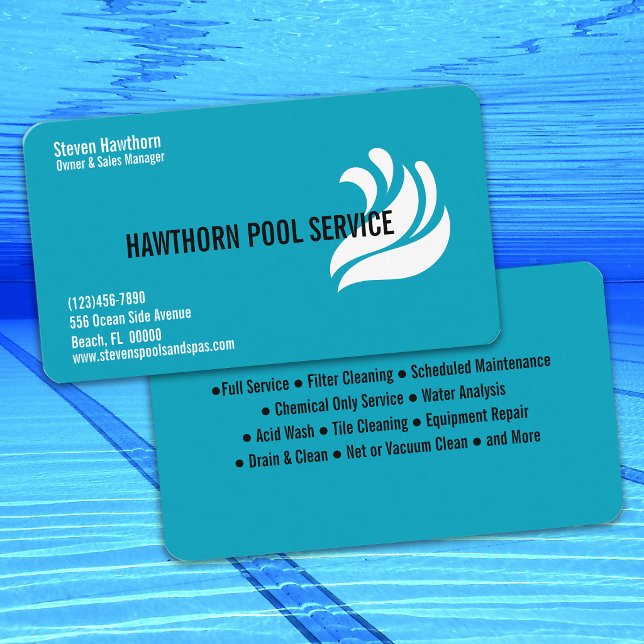Professional Pool Cleaning and Service Business Card (Creator Uploaded)