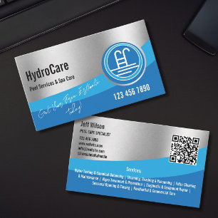 Professional Pool Maintenance Cleaning Services Business Card