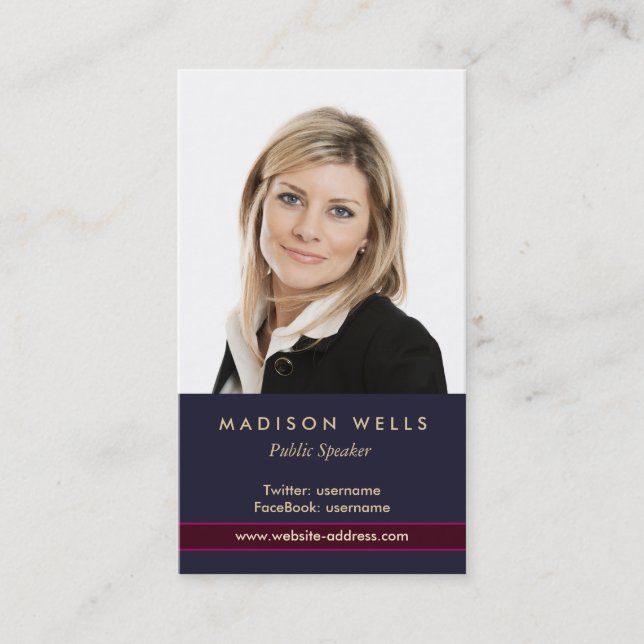 Professional Portrait Photo Business Card (Front)