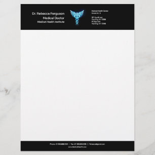 Professional Precious Medical Blue Caduceus Custom Letterhead