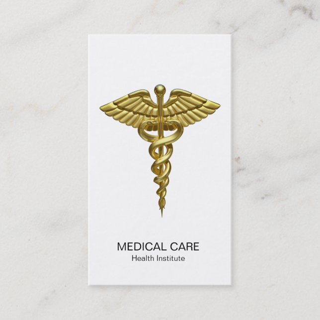 Professional Precious Medical Gold Caduceus Business Card (Front)
