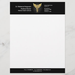 Professional Precious Medical Gold Caduceus Custom Letterhead