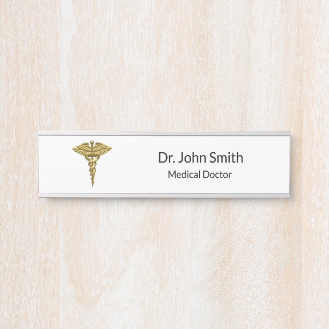 Professional Precious Medical Gold Caduceus Door Sign (Front)