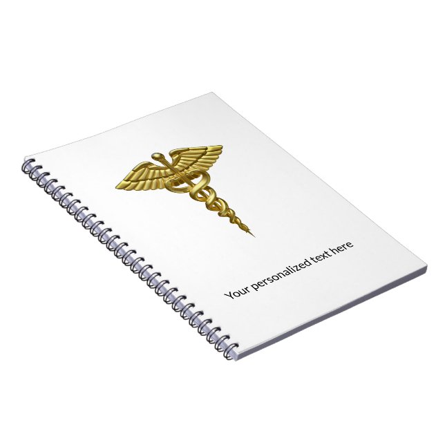 Professional Precious Medical Gold Caduceus Notebook (Right Side)