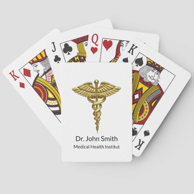 Professional Precious Medical Gold Caduceus Playing Cards (Back)