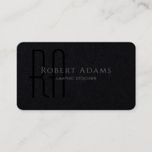 Professional Premium Black and Grey Monogrammed Business Card
