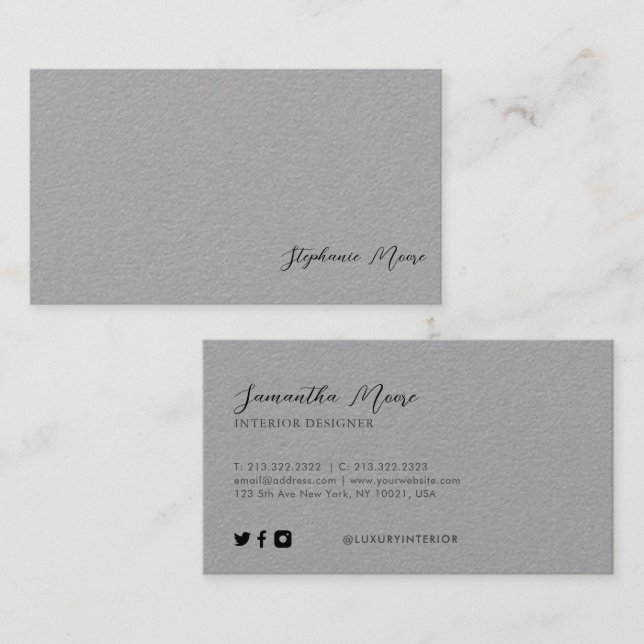 Professional Premium Grey and Black Signature Business Card (Front/Back)