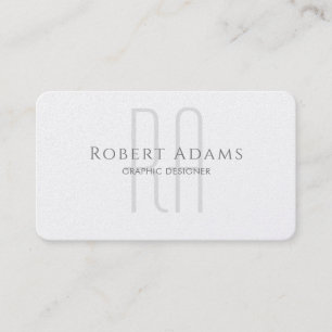 Professional Premium Pearl and Grey Monogrammed Business Card