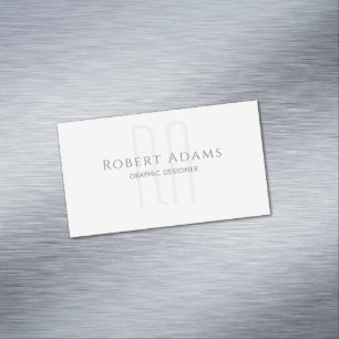 Professional Premium Pearl and Grey Monogrammed Magnetic Business Card