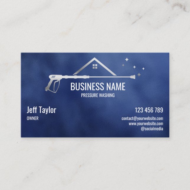 Professional Pressure Washing Power  Masculine  Business Card (Front)