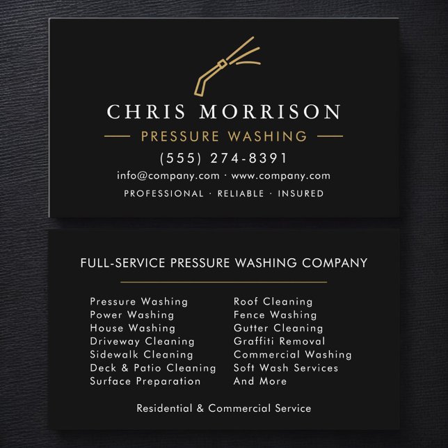 Professional Pressure Washing Power Wash Business Card (Creator Uploaded)
