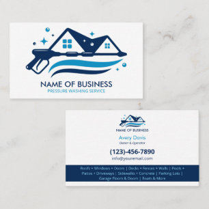 Professional Pressure Washing Power Wash Cleaning Business Card