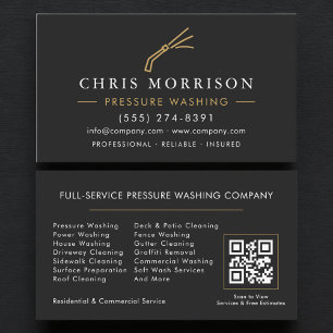 Professional Pressure Washing Power Wash QR Code  Business Card