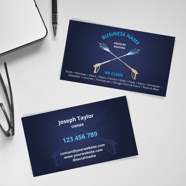 Professional Pressure Washing Power Washing Busine Business Card (Creator Uploaded)