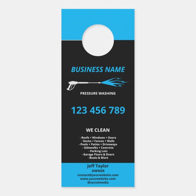 Professional Pressure Washing Power Washing Busine Door Hanger (Front)