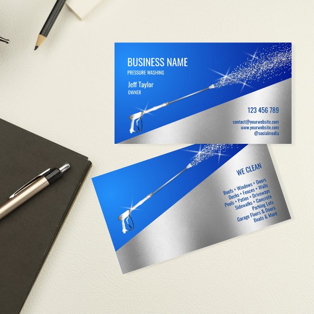 Professional Pressure Washing Power Washing Clean  Business Card (Creator Uploaded)