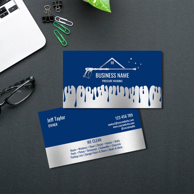 Professional Pressure Washing Power Washing Roof B Business Card (Creator Uploaded)
