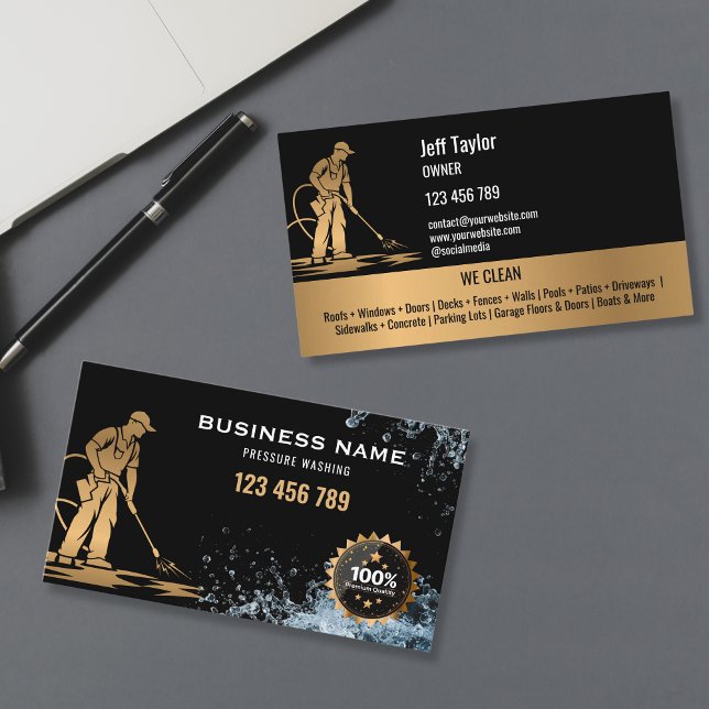 Professional Pressure Washing Power Washing Roof Business Card (Creator Uploaded)