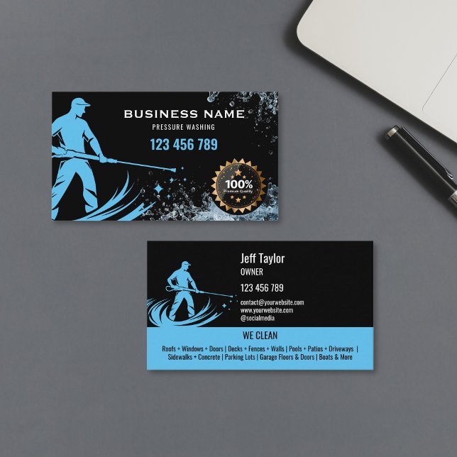 Professional Pressure Washing Power Washing Roof Business Card (Creator Uploaded)