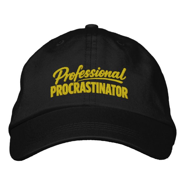 Professional Procrastinator Funny Humour Embroidered Hat (Front)