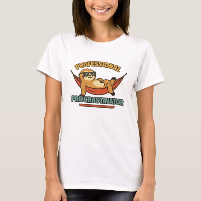Professional Procrastinator Sloth Retro T-Shirt Cl (Front)