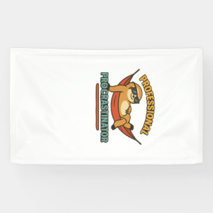 Professional Procrastinator Sloth Retro T-Shirt Cl Banner