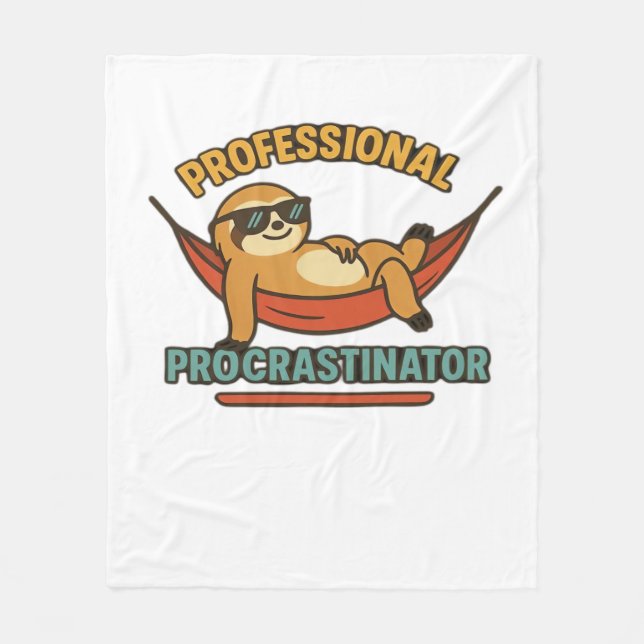 Professional Procrastinator Sloth Retro T-Shirt Cl Fleece Blanket (Front)