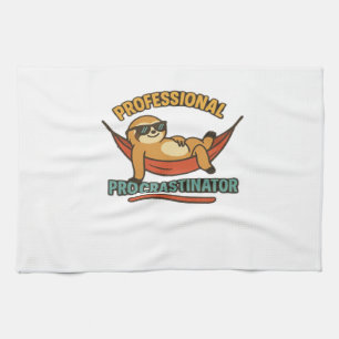 Professional Procrastinator Sloth Retro T-Shirt Cl Tea Towel