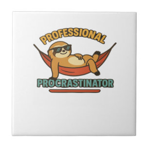 Professional Procrastinator Sloth Retro T-Shirt Cl Tile